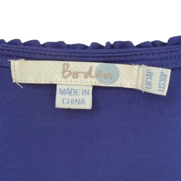 Boden Scoop Neck Blue Viscose‎ Midi Dress Empire Waist Long Sleeved Size 10P - Picture 6 of 7